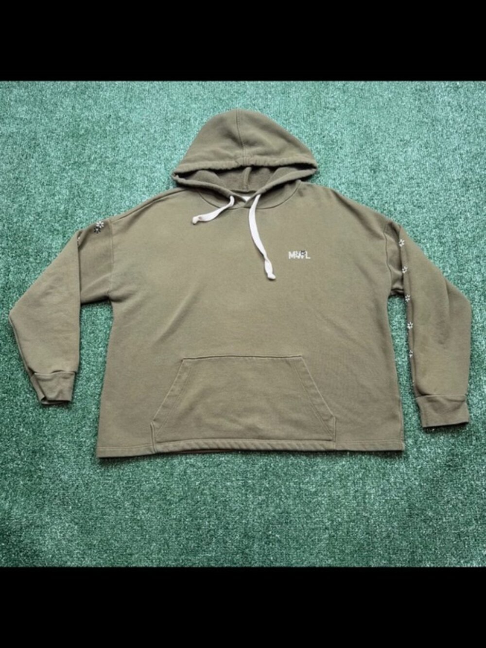 Madewell Hoodie Womens Size M Green Cropped Boxy Fit Casual